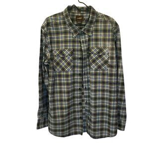 O'Neill Men's Long Sleeve Button Front Cotton Blend Dress Shirt Sz XL Blue Plaid
